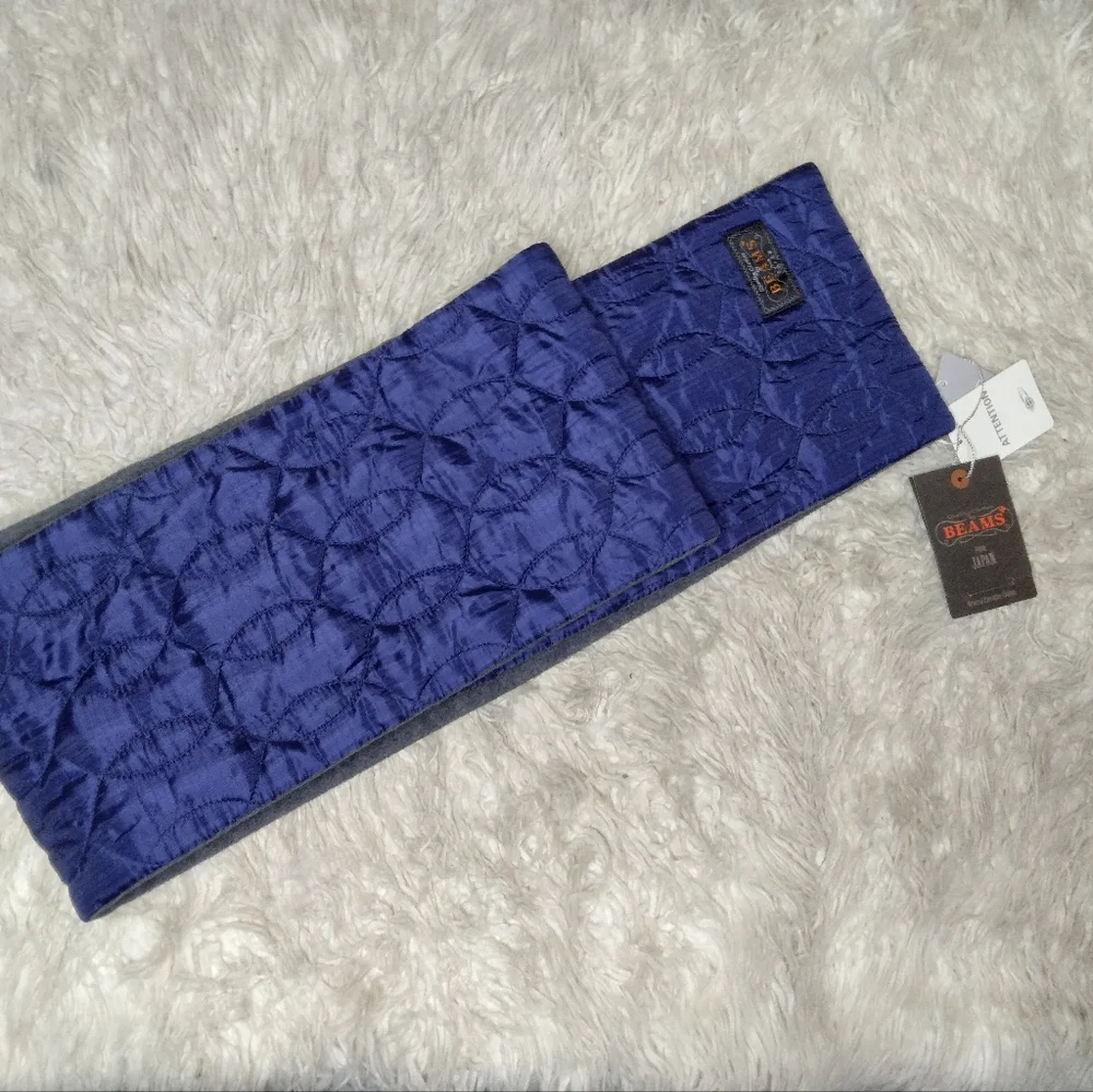 Beams Plus Men's Quilted Boa Fleece Muffler in Navy